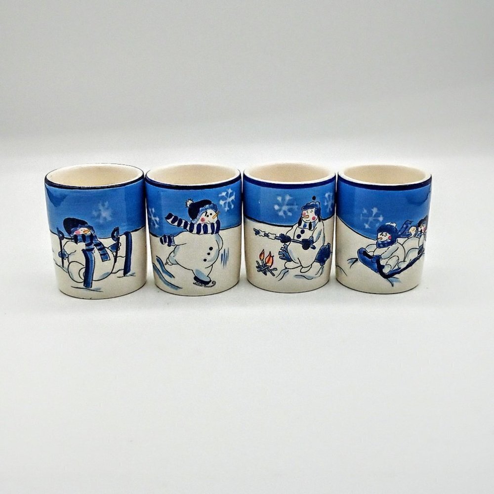 Canterbury Potteries Snow Valley Votive Candle Holders (4)